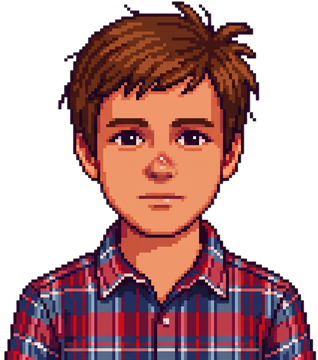Jack, the hero, in a plaid shirt